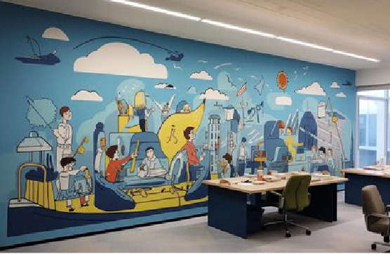富民办公室墙绘的特点。